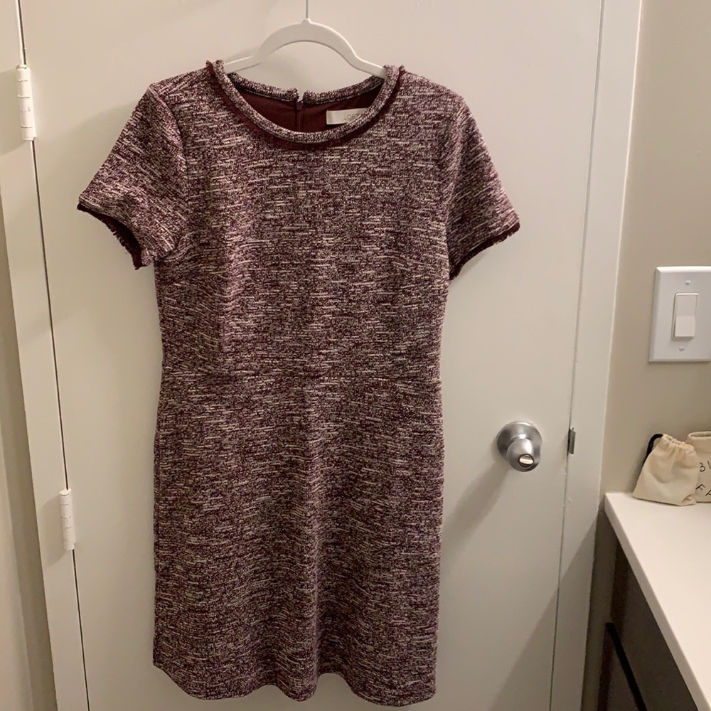 LAST CHANCE- LOFT maroon shoe sleeves dress
